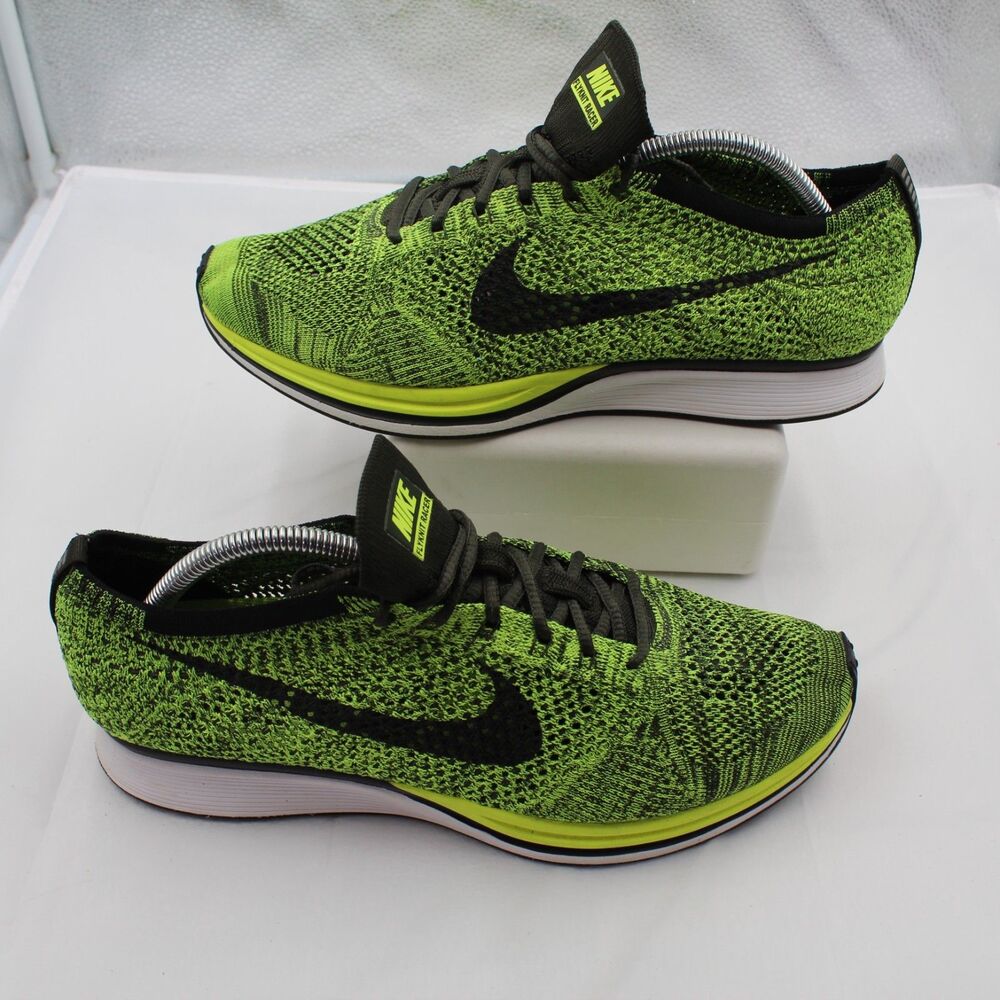 Nike Flyknit Racer Size 11 Men Running Sneakers Volt Black Sequoia Green